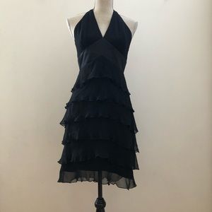 LAUNDRY Shelli Segal Formal BLK Ruffle Halter DR 6